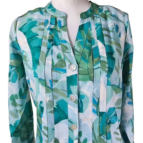 Soft Surroundings Tropical Print Button Up Blouse and Cami Set S Resort Vacation - Picture 4 of 14
